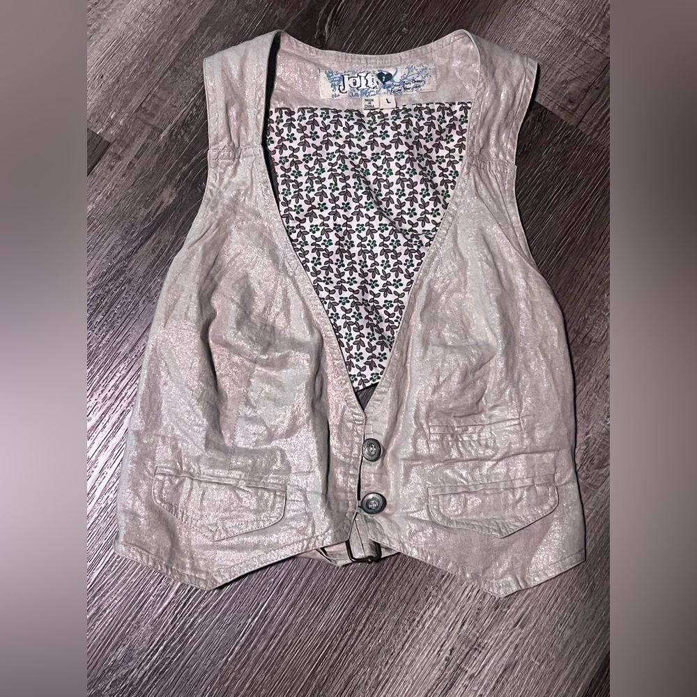Y2K Jolt Shimmer Khaki vest